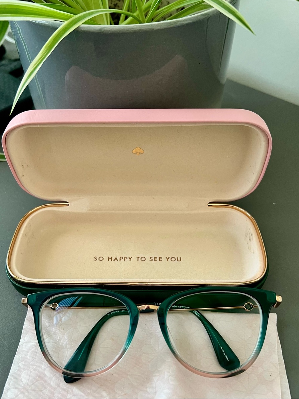 EUC Kate Spade Teal to Pink Ombre Eyeglass Frames with Pink Case